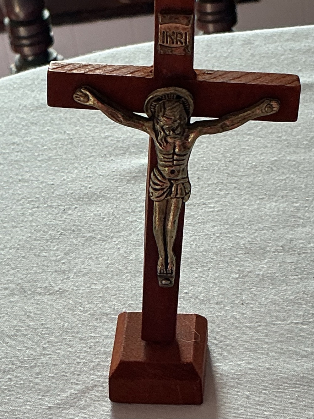 Classic Wooden Crucifix with Gold-tone Corpus
